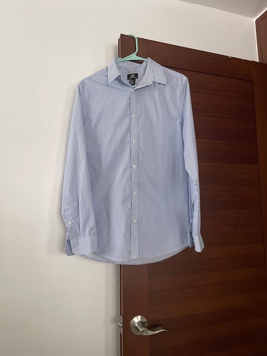 H&M Tops - H&M Blue and White Pinstripe Button-Down Shirt